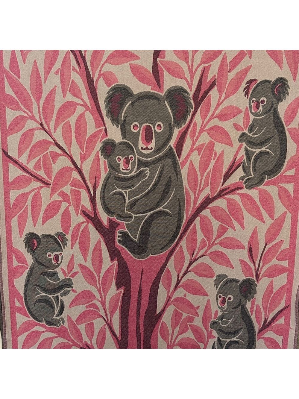 KOALA Heirloom Collection Pink + Gray Hand Crafted Loom Weave New Original 84”